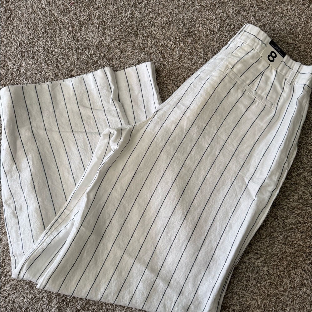 GAP White and Black Striped Wide Leg Pants